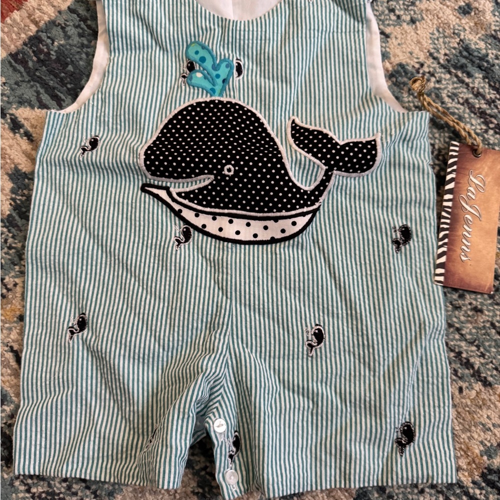 Striped Whale Print Kids One Piece